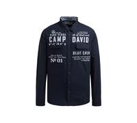 Langarmhemd CAMP DAVID, Herren, Gr. 3XL, Normalgrößen, blau, Web, Material: 100% Baumwolle, bedruckt, bestickt, regular fit normal, 1-Knopf-Manschette, Hemden, mit Klappentaschen (43771551-XXXL) blau