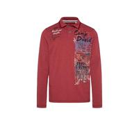 Camp David Herren Langarmpolo mit Photoprint Brick Red, XXL