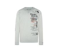 Camp David Herren Langarmshirt mit Twill-Patches und Artworks Teal M