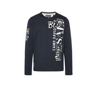 Camp David Herren Langarmshirt mit V-Neck und Artworks Deep Sea M