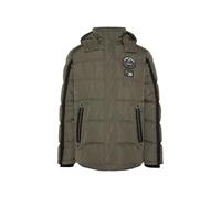 Camp David Herren Lange Steppjacke mit Kapuze und Rücken-Artwork Medium Khaki, Xxxl