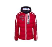 Camp David Herren Lange Steppjacke mit Tapes, Patches und Kapuze Bright Red, Xl