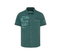 Camp David Herren Leichtes Kurzarmhemd mit Artworks und Brusttasche Evergreen, XXL
