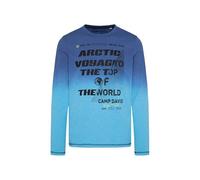 Camp David Herren Longsleeve Dip Dye mit Label Prints Power Blue, M