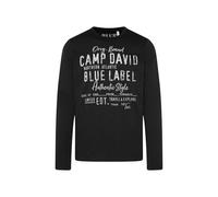 Camp David Herren Longsleeve mit Label Print im Used Look