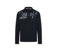 Camp David Herren Longsleeve mit Polokragen und Artworks Blue Navy XXXL