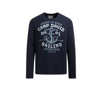 Camp David Herren Longsleeve mit Rubber Print und Stickerei Blue Navy, L