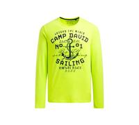 Camp David Herren Longsleeve mit Rubber Print und Stickerei Neon Lime, XXXL