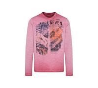 Camp David Herren Longsleeve mit V-Neck und Photoprint Brick Red, L