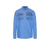 Camp David Herren Oxford-Langarmhemd mit Label-Applikationen Light Blue, M