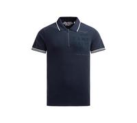 Poloshirt CAMP DAVID, Herren, Gr. XL, blau, Single Jersey, Material: 95% Baumwolle, 5% Elasthan, bedruckt, regular fit normal, hoch geschlossener Ausschnitt, eingesetzt Bündchen, Shirts, mit reflektie