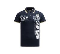 Poloshirt CAMP DAVID, Herren, Gr. S, blau, Piqué, Material: 100% Baumwolle, bedruckt, bestickt, regular fit normal, hoch geschlossener Ausschnitt, eingesetzt Bündchen, Shirts, mit Seitenschlitze (9030