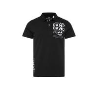 Poloshirt CAMP DAVID, Herren, Gr. M, schwarz, Piqué, Material: 100% Baumwolle, bedruckt, regular fit normal, hoch geschlossener Ausschnitt, eingesetzt Rippbündchen, Shirts, aus Baumwolle (71619250-M)