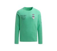 Rundhalspullover CAMP DAVID, Damen, Gr. XL, grün (flight grün), Material: 100% Baumwolle, bedruckt, bestickt, regular fit normal, Rundhals, eingesetzt gerader Abschluss, Pullover Rundhalspullover, aus