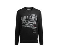 Camp David Herren Pullover Rundhals mit Logo Prints Black, XL