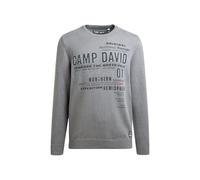 Camp David Herren Pullover Rundhals mit Logo Prints Dark Stone, L
