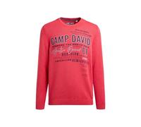 Camp David Herren Pullover Rundhals mit Logo Prints Royal Red, XL
