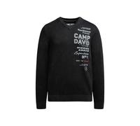 Camp David Herren Pullover V-Neck mit Logo Print und Tapes Black, XXXL