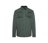 Camp David Herren Strukturiertes Langarmhemd mit Logo Artworks Deep Forest XL