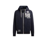 Kapuzensweatjacke CAMP DAVID, Herren, Gr. M, blau, Material: 65% Baumwolle, 35% Polyester, bedruckt, bestickt, regular fit normal, hoch geschlossener Ausschnitt, eingesetzt Rippbündchen, Sweatjacken,