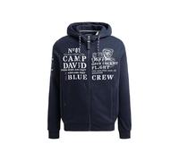 Camp David Herren Sweatjacke mit Kapuze und Logo Artworks Blue Navy, L