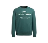 Camp David Herren Sweatshirt aus Interlock mit Folienprint Petrol Green, L