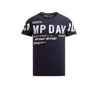 Rundhalsshirt CAMP DAVID, Damen, Gr. 4XL, blau, Single Jersey, Material: 95% Baumwolle, 5% Elasthan, bedruckt, regular fit normal, Rundhals, eingesetzt gerader Abschluss, Shirts Rundhalsshirt, mit Bau