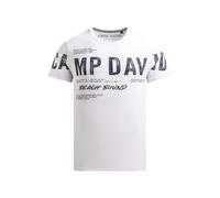 Rundhalsshirt CAMP DAVID, Herren, Gr. XXL, weiß, Single Jersey, Material: 95% Baumwolle, 5% Elasthan, bedruckt, regular fit normal, Rundhals, eingesetzt gerader Abschluss, Shirts Rundhalsshirt, mit Ba