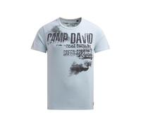 Camp David Herren T-Shirt mit Photo- und Rubber-Print Silver Blue, 4XL
