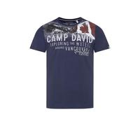 Camp David Herren T-Shirt mit Photoprint und Stickereien Dark Teal, M