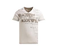 Camp David Herren T-Shirt mit V-Neck im Vintage Look Ivory, XXL