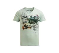 Camp David Herren T-Shirt mit V-Neck und Photoprint Faded Mint, M