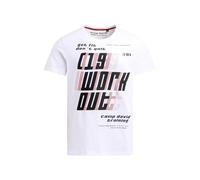 Rundhalsshirt CAMP DAVID, Herren, Gr. XXL, weiß, Single Jersey, Material: 95% Baumwolle, 5% Elasthan, bedruckt, regular fit normal, Rundhals, eingesetzt gerader Abschluss, Shirts Rundhalsshirt, aus Ba