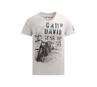 Camp David Herren T-Shirt V-Neck im Used Look mit Photoprint Ash, XXL