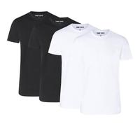 CAMP DAVID Herren T-Shirts, 4er Pack - Crew Neck T-Shirt 4P, Cotton Stretch M Weiß/Schwarz