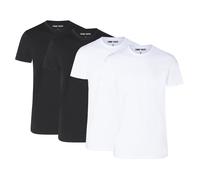 CAMP DAVID Herren T-Shirts, 4er Pack - Crew Neck T-Shirt 4P, Cotton Stretch Weiß/Schwarz / L L Mehrfarbig