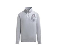 Camp David Herren Troyer-Pullover aus Chenille mit Print und Patch Light Grey, L