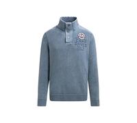 Camp David Herren Troyer-Pullover aus Chenille mit Print und Patch Vintage Blue, L