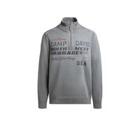 Camp David Herren Troyer-Pullover mit Zipper, Tapes und Prints Dark Stone, L