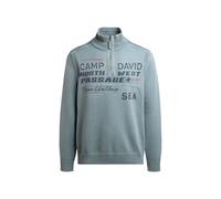 Camp David Herren Troyer-Pullover mit Zipper, Tapes und Prints Teal, L