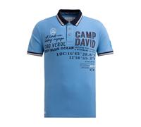 Poloshirt CAMP DAVID, Herren, Gr. XXL, electric sky, Piqué, Material: 100% Baumwolle, bedruckt, bestickt, regular fit normal, hoch geschlossener Ausschnitt, eingesetzt Bündchen, Shirts, mit Seitenschl