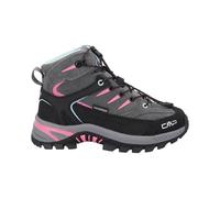 Wanderschuh CMP "KIDS RIGEL 2.0 MID WP TREKKING SHOES", Kinder, Gr. 37, grau (grau, acquarius, pink fluo), Leder, Schuhe Wanderschuh, wasserdicht (30333832-37) grau, acquarius, pink fluo