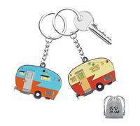 Camper Schlüsselanhänger-Set Happy RV Camper Schlüsselanhänger Paare Camping Geschenke für Männer Frauen Camper Reise Anhänger Zubehör 2 Stück