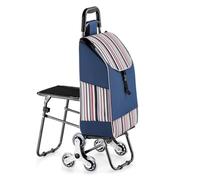 CamPLy Einkaufswagen Treppensteiger Trolley Einkaufstrolley Mit Sitz, Faltbarer Einkaufswagen, Treppensteigen, Tragbarer Handwagen, Einkaufstasche Mit Rädern Einkaufstrolley Klappbar,B