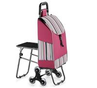 CamPLy Einkaufswagen Treppensteiger Trolley Einkaufstrolley Mit Sitz, Faltbarer Einkaufswagen, Treppensteigen, Tragbarer Handwagen, Einkaufstasche Mit Rädern Einkaufstrolley Klappbar,A
