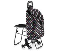 CamPLy Einkaufswagen Treppensteiger Trolley Einkaufstrolley Mit Sitz, Faltbarer Einkaufswagen, Treppensteigen, Tragbarer Handwagen, Einkaufstasche Mit Rädern Einkaufstrolley Klappbar,C
