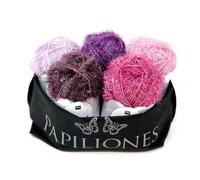 Camtiac Creative Bubble Garn Häkelgarn Strickgarn Bastelgarn Spülschwammgarn Lila Farben: 17 Lila 20 Flieder 38 Mauve 39 Violett 49 Lavendel 5x50g inkl. Papiliones Tasche
