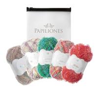 Camtiac Creative Bubble Garn Häkelgarn Strickgarn Bastelgarn Spülschwammgarn Print Farben: Rosa 2 Pastell 3 Multicolor 4Print Pink 5 Grün 5x50g inkl. Papiliones Tasche
