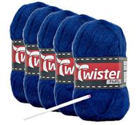 Camtiac Twister-Fluffy Häkelgarn super weiches Strickgarn Farbe: Blau-55 5x50g