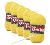 Camtiac Twister-Fluffy Häkelgarn super weiches Strickgarn Farbe: Gelb-22 5x50g